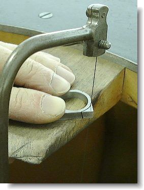 Cutting the shank with jeweler's saw