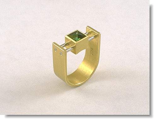 Context cut ring with Tourmaline