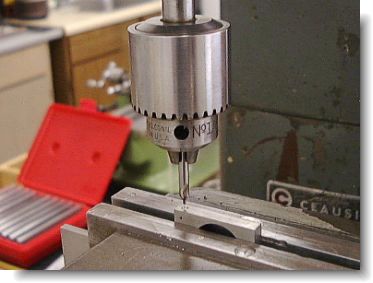 Center drilling the holes for the gold tubes