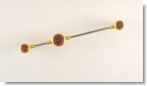 Bar Pin with Spirit Sun Rhodalite Garnets