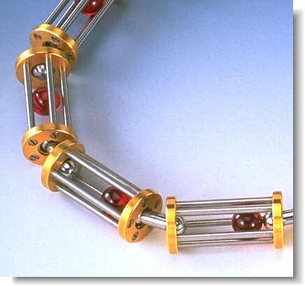 ruby ball necklace with rods detail